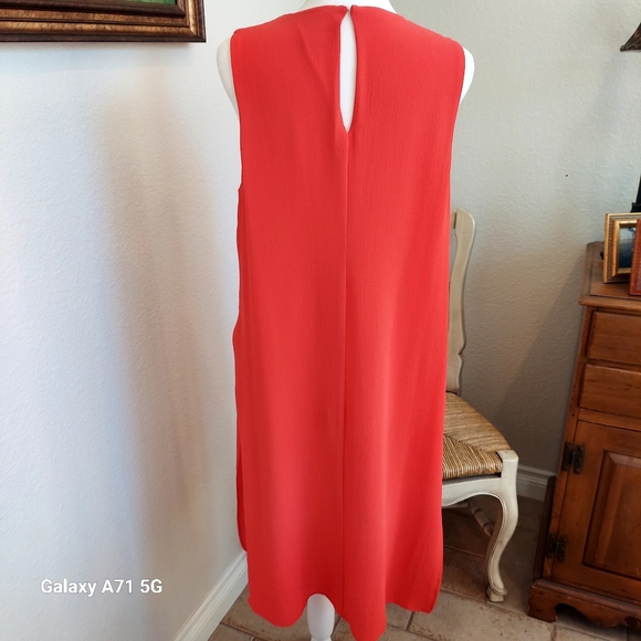 Bobeau Orange Crepe Tank  Shift Dress High Side Slits Sz M - Picture 4 of 15